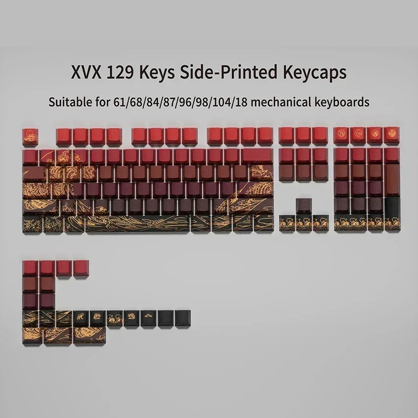 Фото Механические колпачки для клавиш XVX, оригинальные полупрозрачные колпачки из ПБТ с боковой гравировкой, коралловые морские колпачки для клавиш, подарки для геймеров, аксессуары №2
