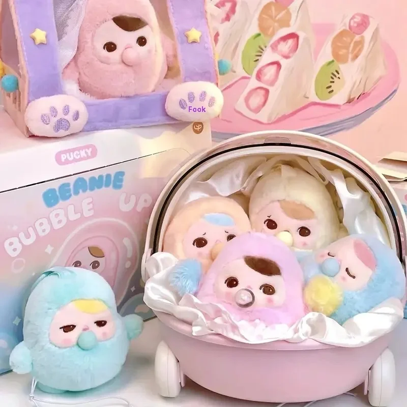 POP MART Bubble Mart PUCKY Beanie Bubble Up Series, плюшевая подвеска, слепая коробка, игрушки, милая аниме-фигурка, загадочная коробка, подвесной брелок