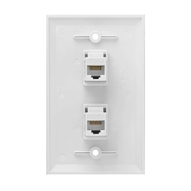 2 шт., настенная пластина Ethernet с 2 портами, Женский и женский разъем Cat6, Белая настенная розетка RJ45 Keystone