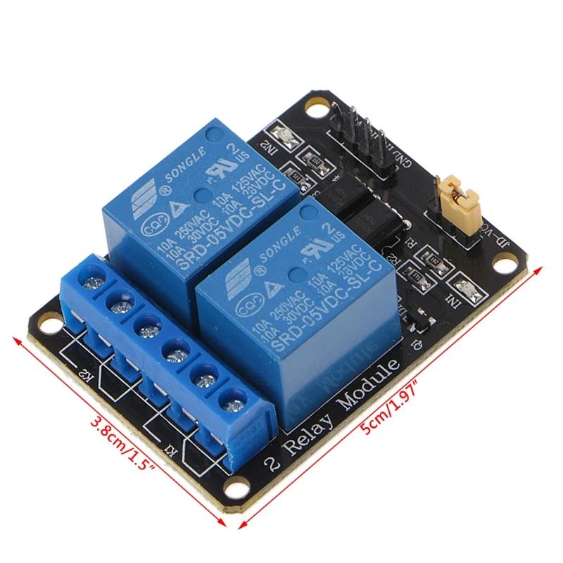 Фото 2-канальный модуль релейного переключателя постоянного тока 5 В для Raspberry ARM AVR Прямая доставка №3