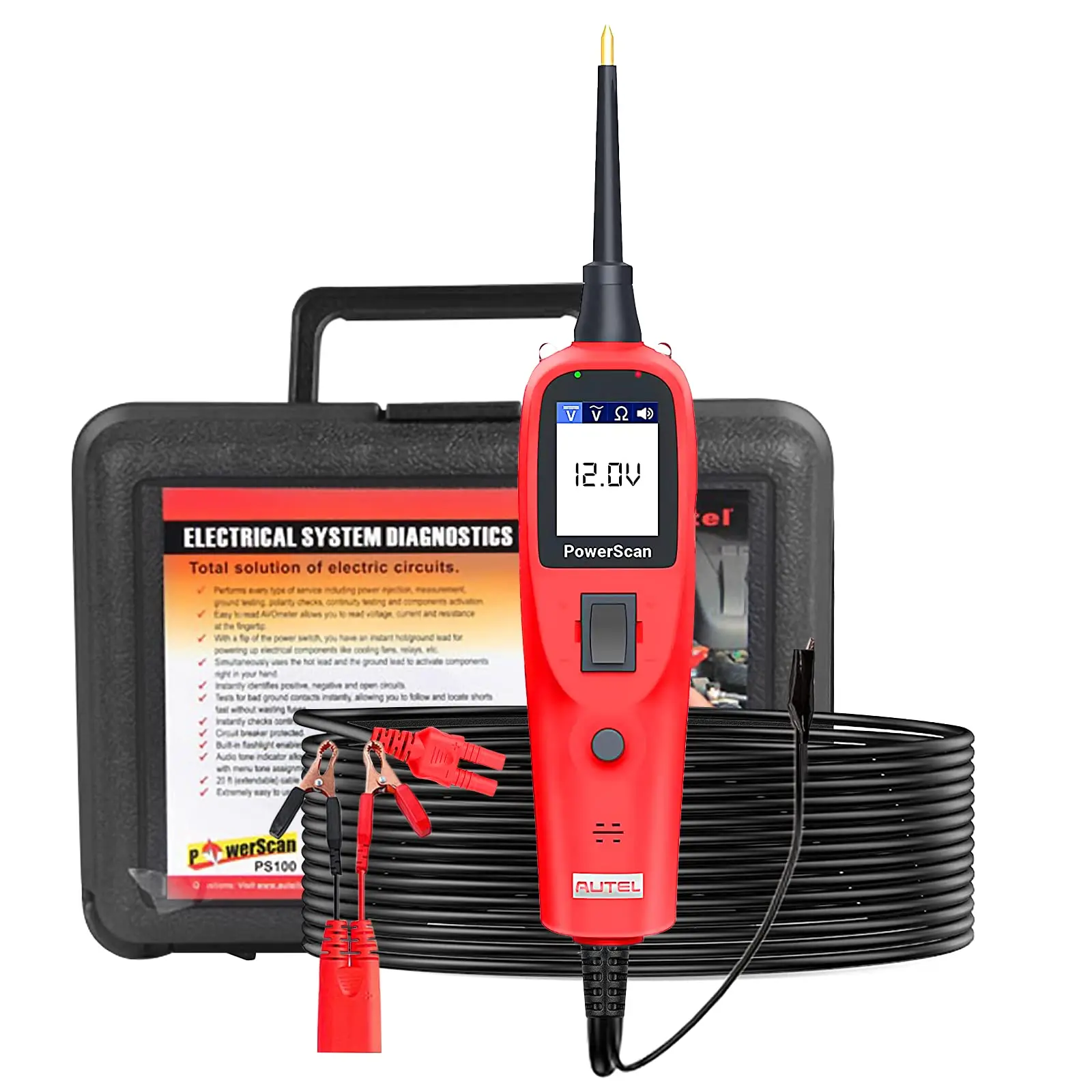 Autel PS100 автомобильный комплект датчиков электрической цепи тестер электрической цепи 12 В 24 в цифровой инструмент для диагностики напряжения автомобиля