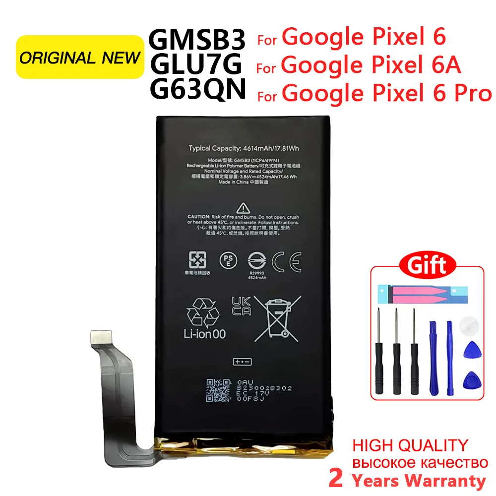 100% оригинальная сменная батарея G63QN GLU7G GMSB3 для Google Pixel 6 6A 6Pro Pro, батарейки + инструменты, номер отслеживания