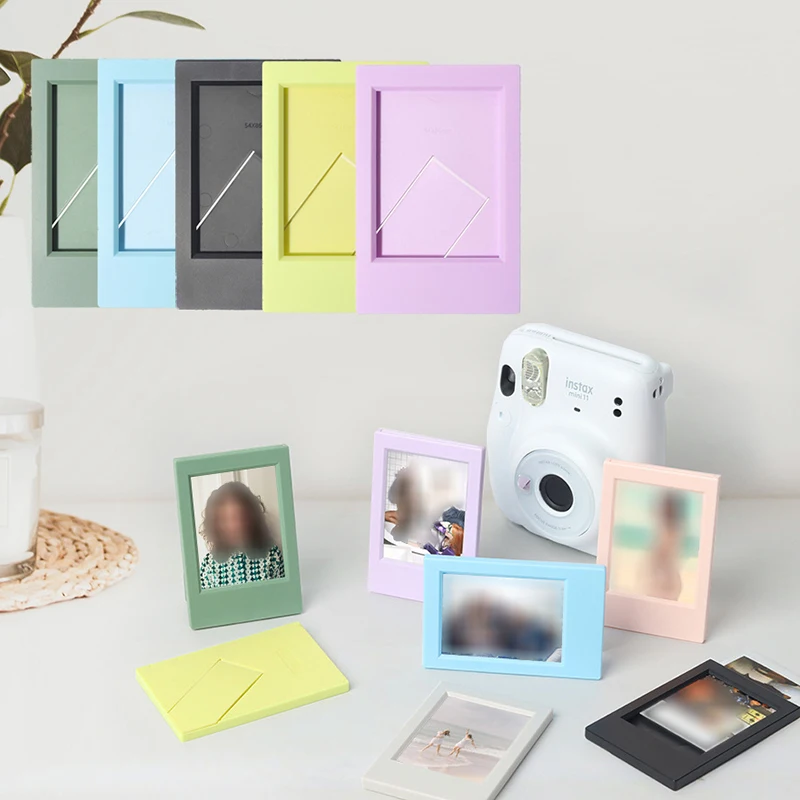 Пластиковая фоторамка Ins, цветная фоторамка, 3 дюйма, мини-альбом Instax Polaroid для визитных карточек, держатель для картин, украшение для рабочег...