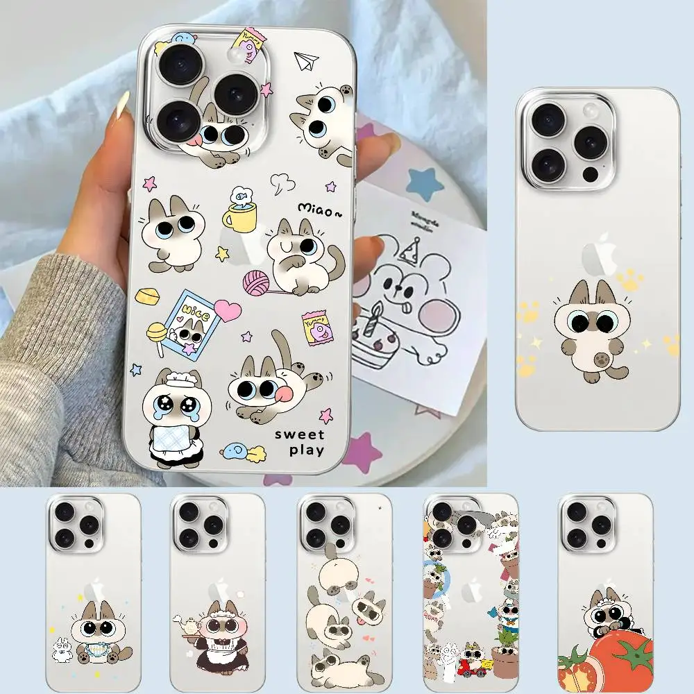 Чехол для телефона A-Azuki Cat для Iphone 16, 15, 11, 13, 14, Pro Max 7, 8 Plus X Xr Xs Max Se2020 12 mini, прозрачный чехол
