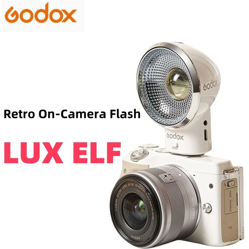 Godox Lux ELF Ретро-вспышка для зеркальных/беззеркальных/пленочных камер — портативная внешняя подсветка для камеры