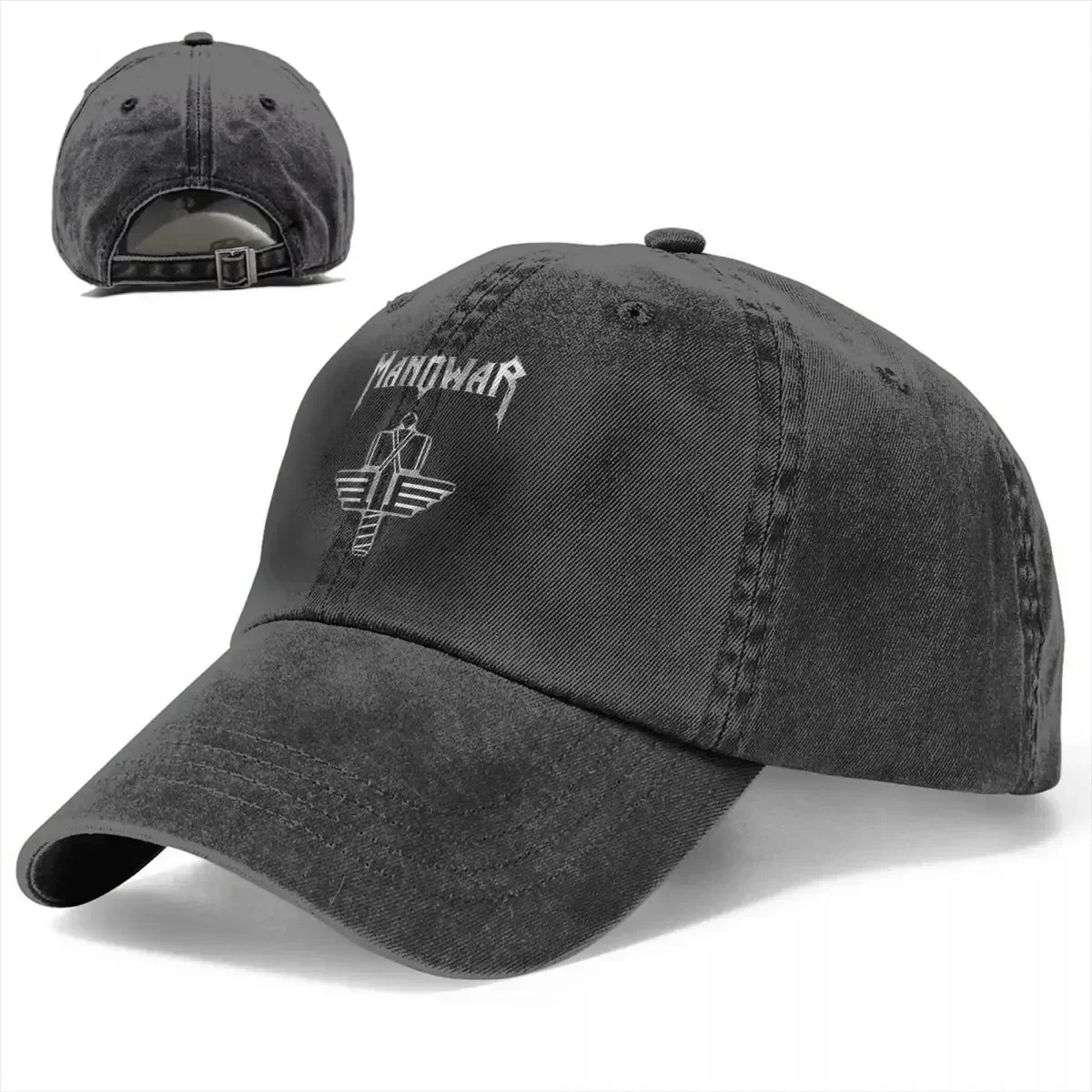 Фото Винтажная бейсболка Manowar Rock, унисекс, потертая джинсовая кепка Snapback, музыкальная кепка для тренировок на открытом воздухе, неструктурированная мягкая шапка №2