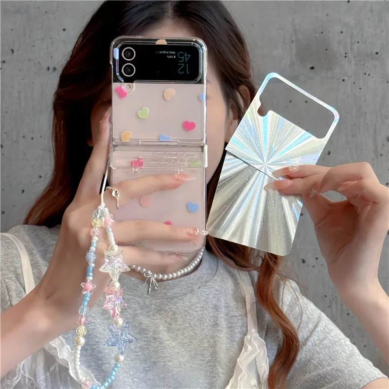 Чехол для телефона в горошек, с цветным сердцем для Samsung Galaxy ZFlip6 4 3