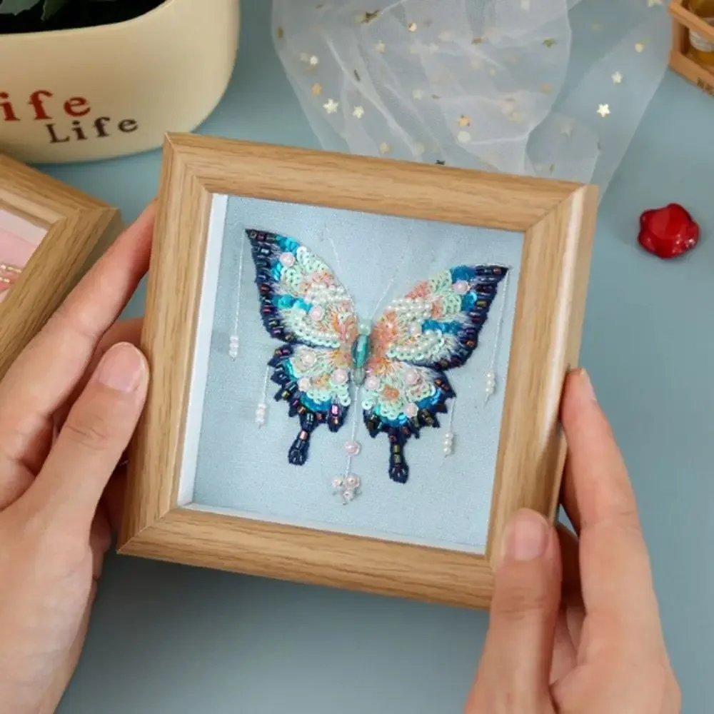 С рамкой 3D вышивка DIY материал комплект праздничные подарки ручная вышивка бисером бабочка картина рукоделие вышивка бисером