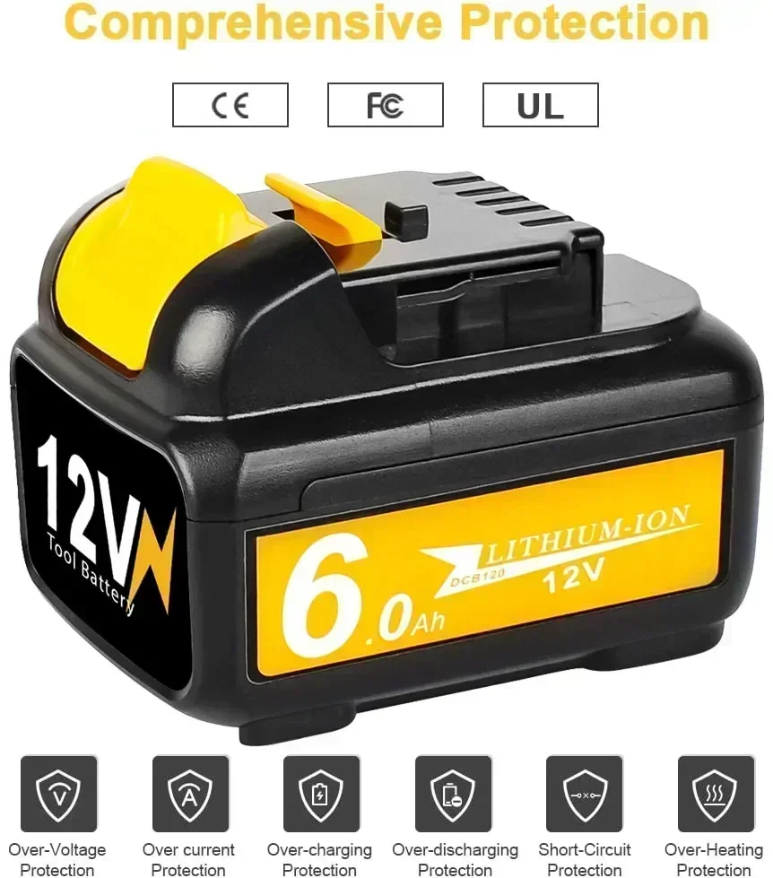 Фото SU 12 В 6000 мАч аккумулятор для Dewalt DCB120 DCB127 DCB121 DCB119 DCR020-GB DCF815D2 аккумулятор для электроинструмента Dew №5