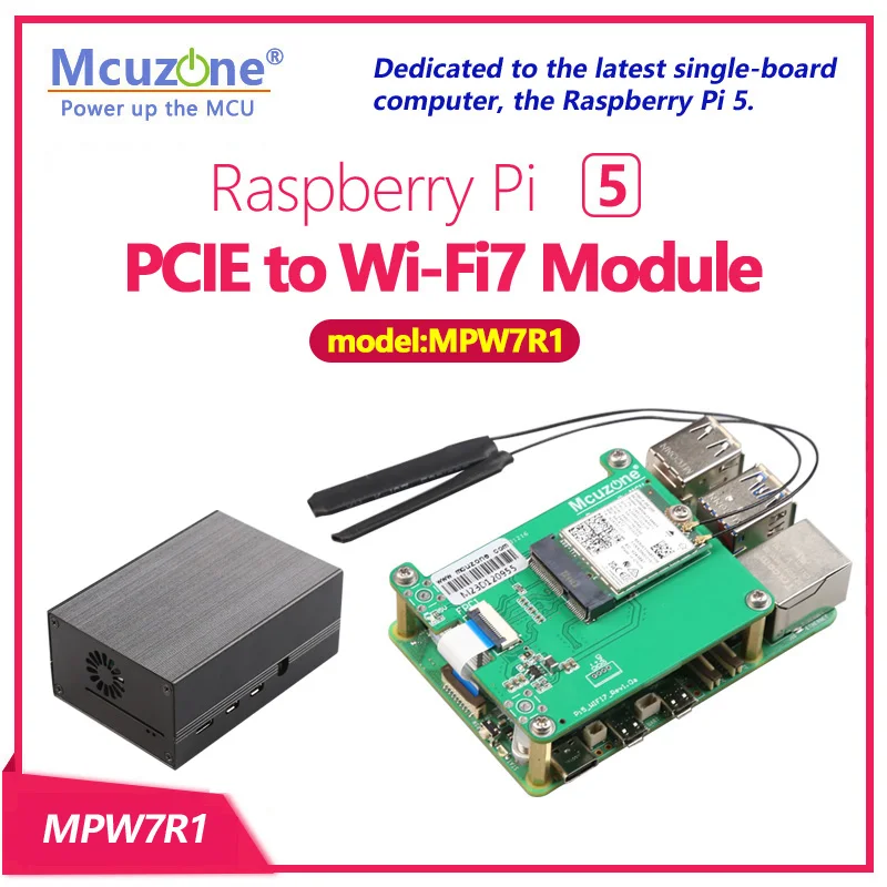 (модель: MPW7) Модуль Raspberry Pi 5 PCIE — M.2 WiFi7, BE200, AQ210, AQ200, поддержка Google TPU, WiF6E