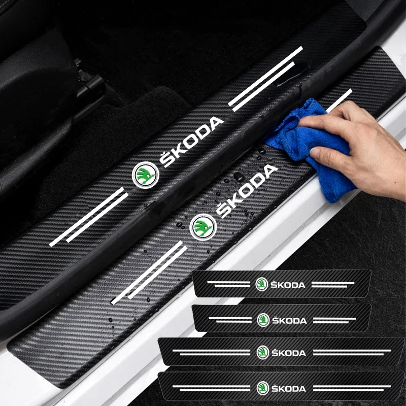 5 шт., автомобильная эмблема, защита порога, защита от царапин для Skoda Octavia Kodiaq Fabia Superb Yeti Rapid Kamiq Karoq Derivat