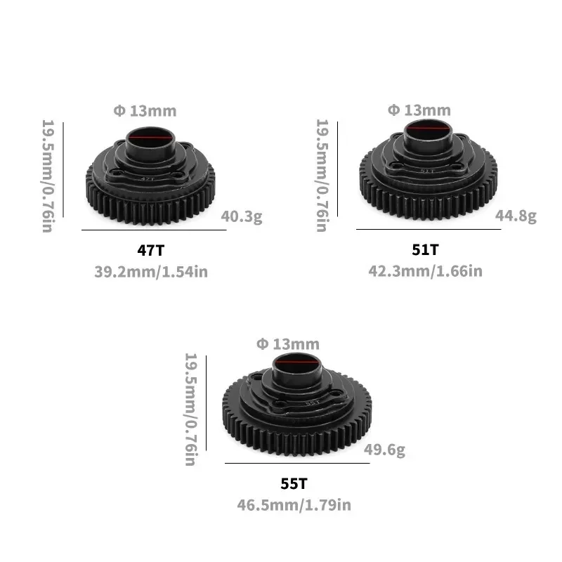 Фото HD Steel 47T 51T 55T Центральная дифференциальная цилиндрическая шестерня 8573 8574 8575 для trxs 1/7 UDR Unlimited Desert Racer Rc Upgrade Parts №4