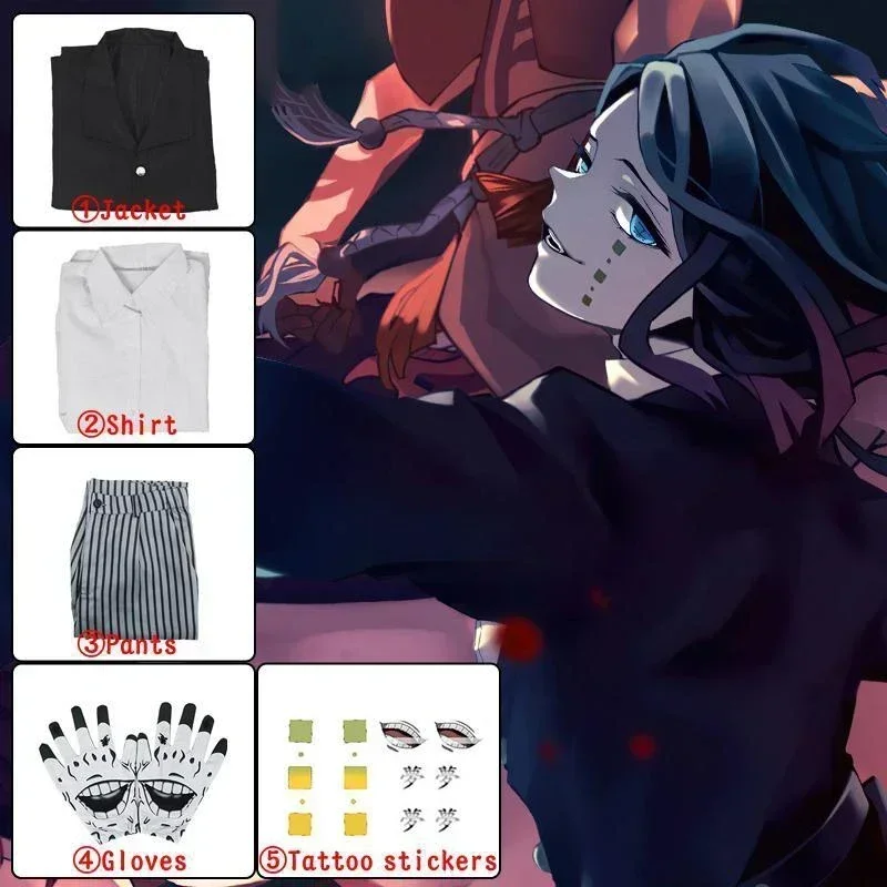Фото Аниме Enmu Косплей Demon Slayer Enmu Косплей Костюм Kimetsu No Yaiba Черная униформа Одежда Парик Костюм Хэллоуин Вечерние костюмыaa №4