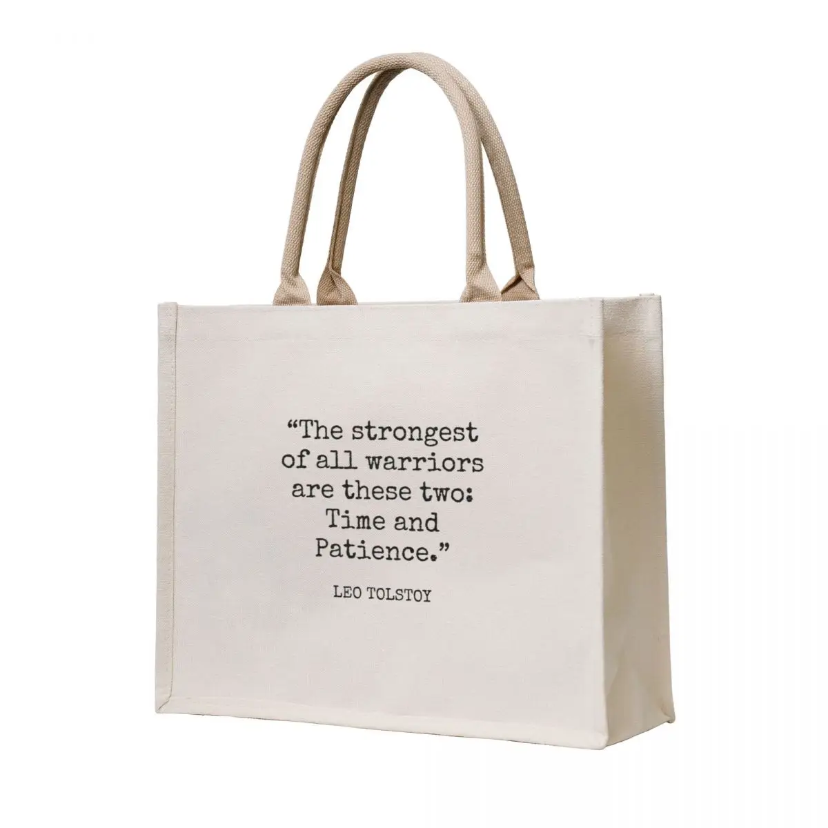 Сильнейшие воины – это два: Time and Patience — Leo Tolstoy — Большая большая сумка-тоут White Tote Bag Сумки специального назначения