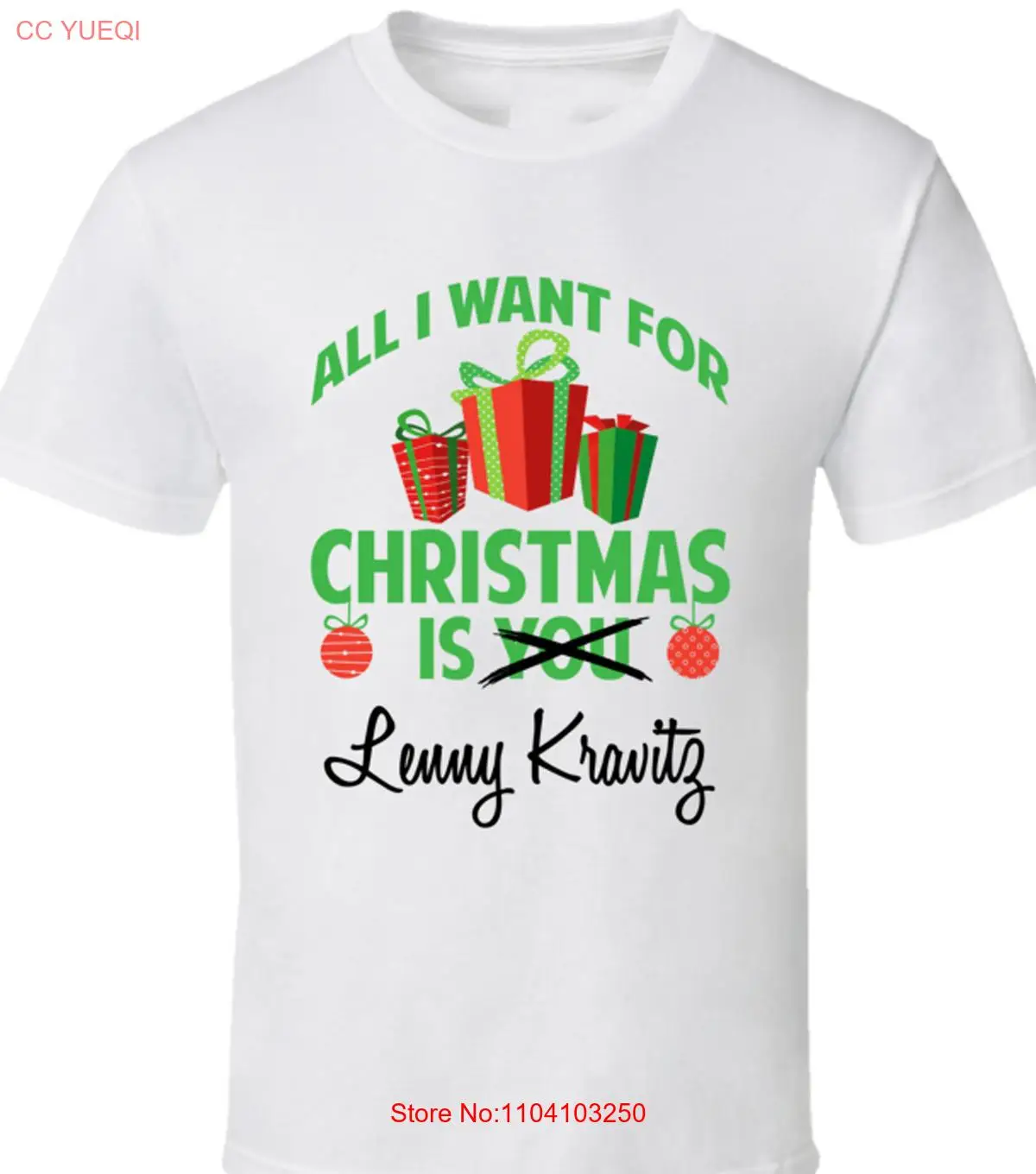 All I Want For Christmas Is You Белая футболка Lenny Kravitz JN192