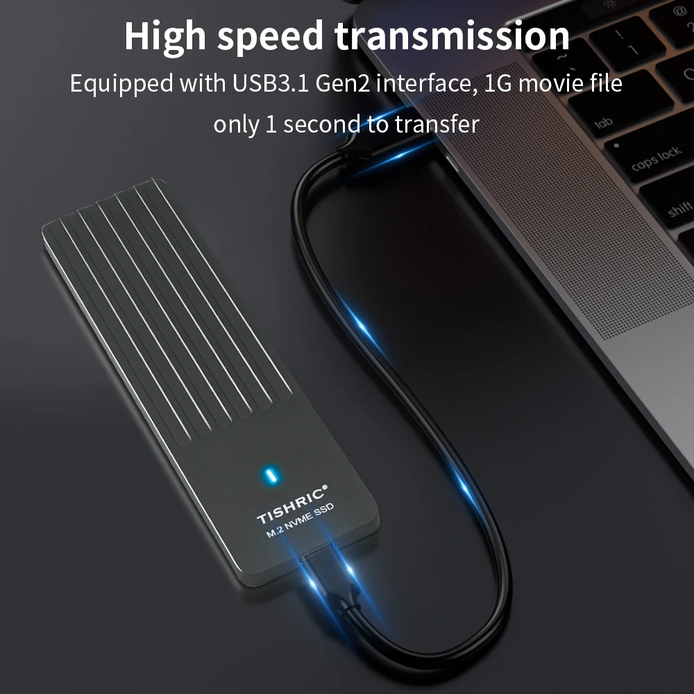 Фото TISHRIC 10 Гбит/с M2 NVME Черный корпус внешнего жесткого диска Ультратонкий 5 мм NVME SSD-корпус с одним протоколом Type-C Gaming Hard №5