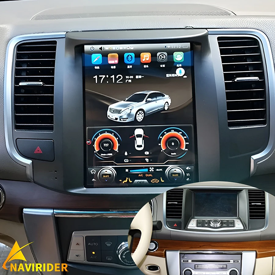 Автомагнитола для Nissan Teana J32 2008-2013, мультимедийный видеоплеер с GPS-навигацией, Android 13, без 2din, Dvd, экран Тесла, 128 Гб ПЗУ