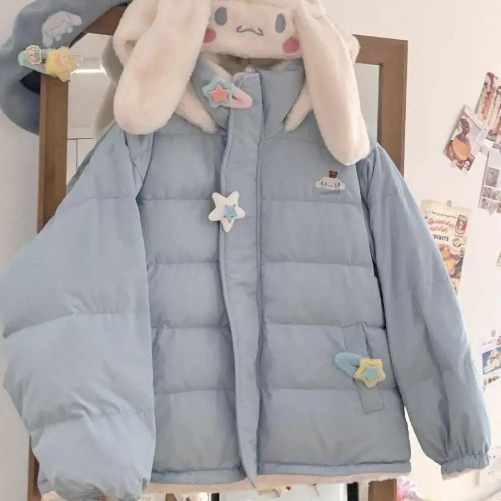 Sanrio Cute Hello Kitty Pochacco Plus бархатная утолщенная двусторонняя хлопковая куртка женский зимний плюшевый кардиган с капюшоном хлопковая одежда