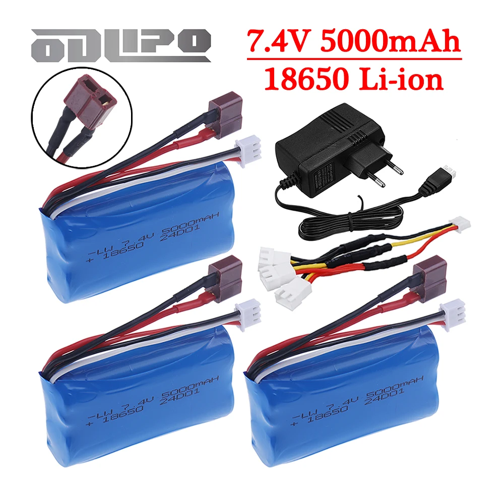 7,4 V 5000mAh 18650 Lipo аккумулятор для Wltoys 10428 /12428/12423 RC автомобильные запчасти 2s 7,4 v Аккумулятор для Wltoys 144001 A959-B Q46