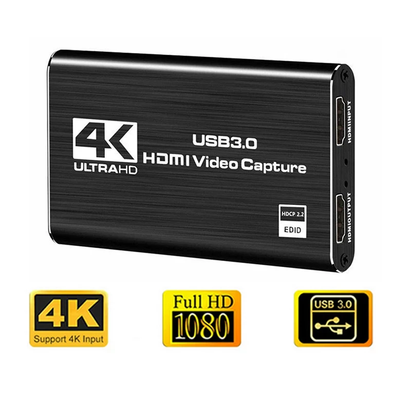 Usb 3.0 4K HDMI-совместимая карта видеозахвата 1080P HD-камера записывающая коробка HDMI-совместимая с ПК Видеозаписывающее Устройство для прямой трансляции (art.: 3920c39de7f82) - 3920c39de7f82