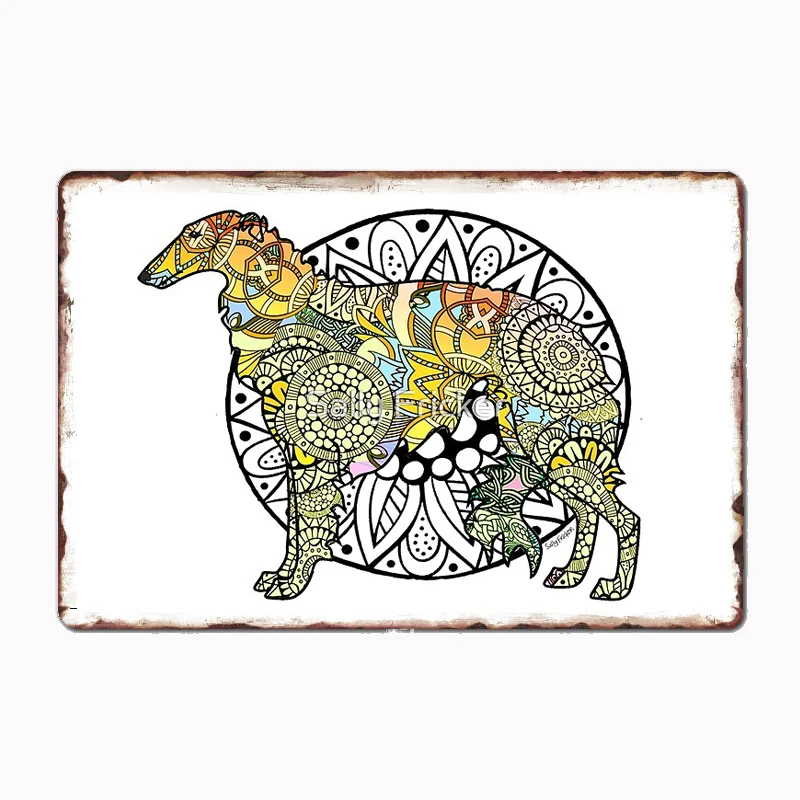 BORZOI раскраска в стиле книги, плакаты для игрока, металлическая вывеска на заказ, жестяной настенный декор, клубный гараж, декор для комнаты, винтажный домашний декор