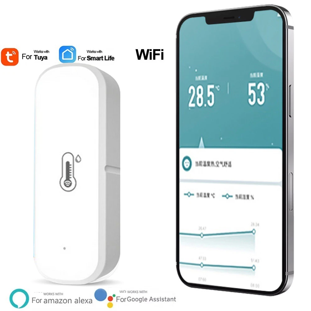 Новый Wi-Fi датчик температуры и влажности для Tuya, поддержка Alexa для Google Home, удаленный контроллер внутреннего гигрометра