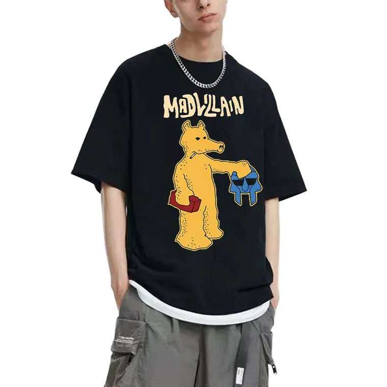 Забавный мультяшный рэп, футболки с принтом Quasimoto, рэпер Mf Doom Mad Villian, футболка с графическим рисунком для мужчин и женщин, трендовая футболка в стиле хип-хоп большого размера