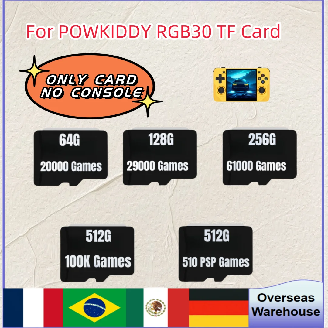 Для Powkiddy RGB30 Tf Card Ретро портативная игровая консоль с предварительной загрузкой игры Универсальная встроенная карта памяти 512 г 90000+ игр 510 Psp