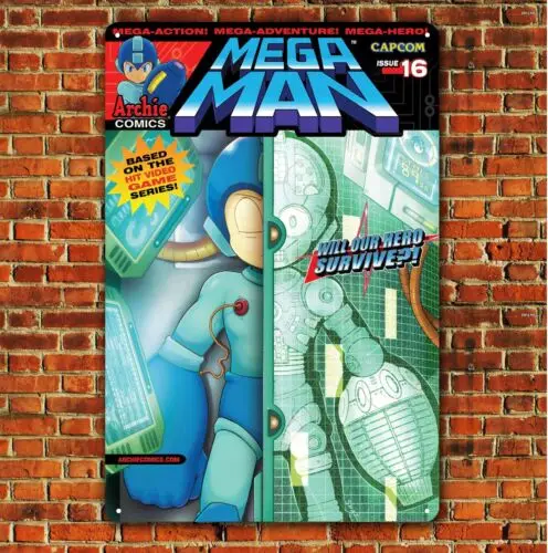 Металлический плакат Mega Man в стиле ретро для видеоигр - 20x30 см ()-алюминий