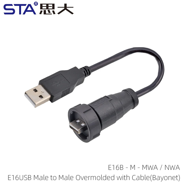 USB 2.0 «мама-мама» и «папа», водонепроницаемый авиационный разъем, вилка и розетка, перемытая вилка, резьба, байонетный кабель из ПВХ Электрика