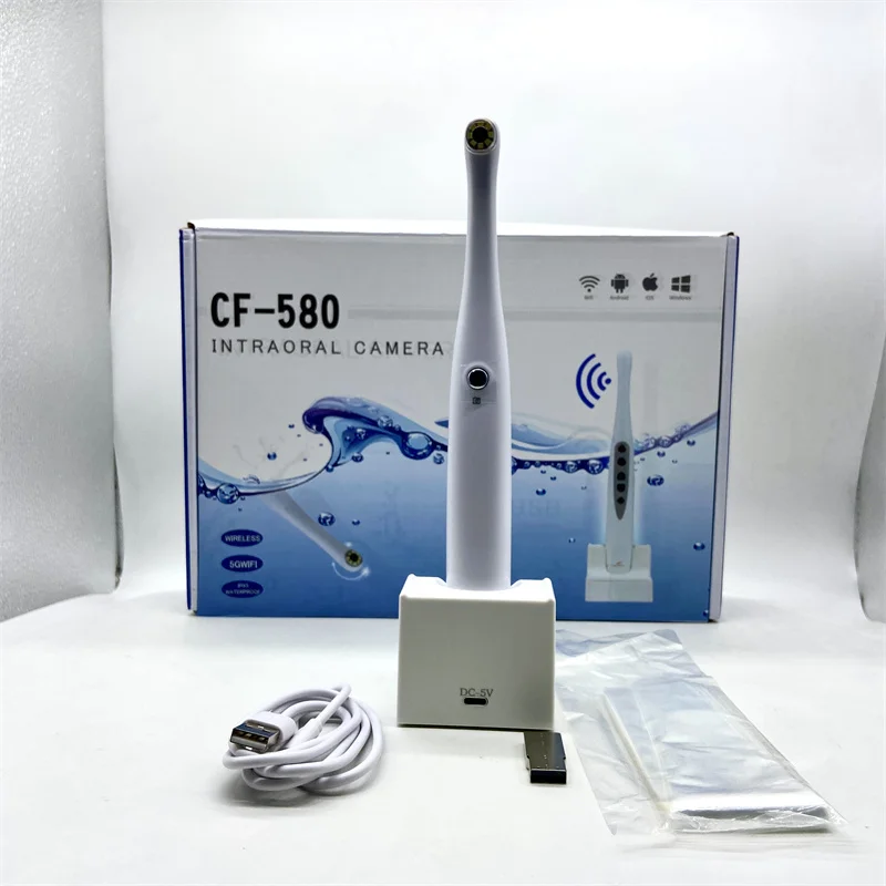 Фото Одобренная CE беспроводная камера CF-580 5G Wi-Fi 13 MEGA Pixels с цифровым просмотром, внутриротовая камера с ультратонким мини-объективом и 8 светодиодными лампами №3