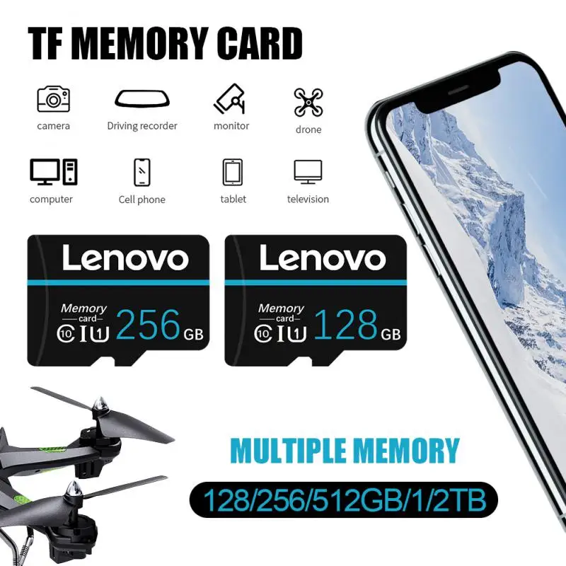 Фото Карта памяти Lenovo 2 ТБ 1 ТБ 512 ГБ Micro TF SD-карта 256 ГБ SD-карта памяти 128 ГБ Storage Cartao De Memoria для Nintendo Switch Ps5 №3
