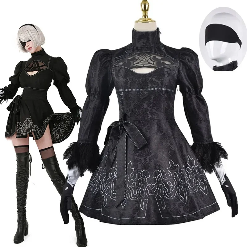 Nier Automata Косплей Костюм Yorha 2B сексуальный наряд игровой костюм женские костюмы для ролевых игр для девочек нарядное платье на Хэллоуин