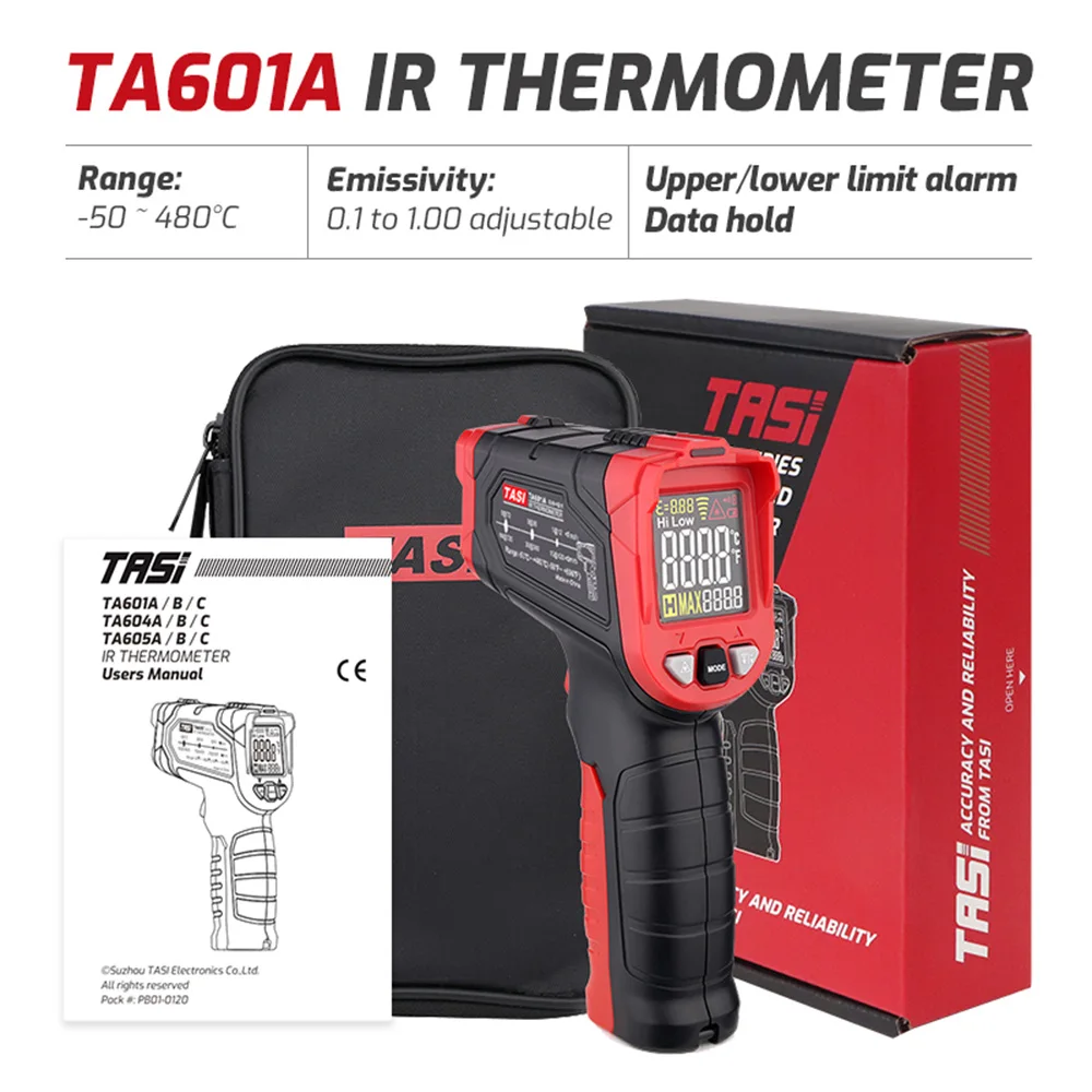 Цифровой инфракрасный термометр TA601A TA601B TA601C, лазерный позиционирующий измеритель температуры LCDLight, измеритель сигнализации