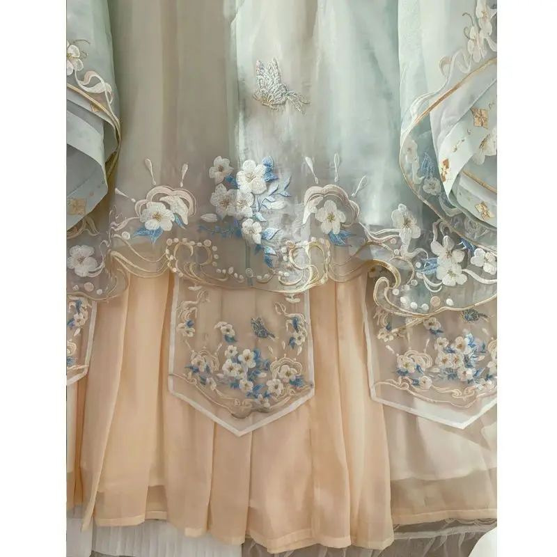 Фото Hanfu Женская тяжелая промышленная Вышивка, рубашка с большим рукавом, юбка на талии для весны и лета, традиционное китайское платье №5