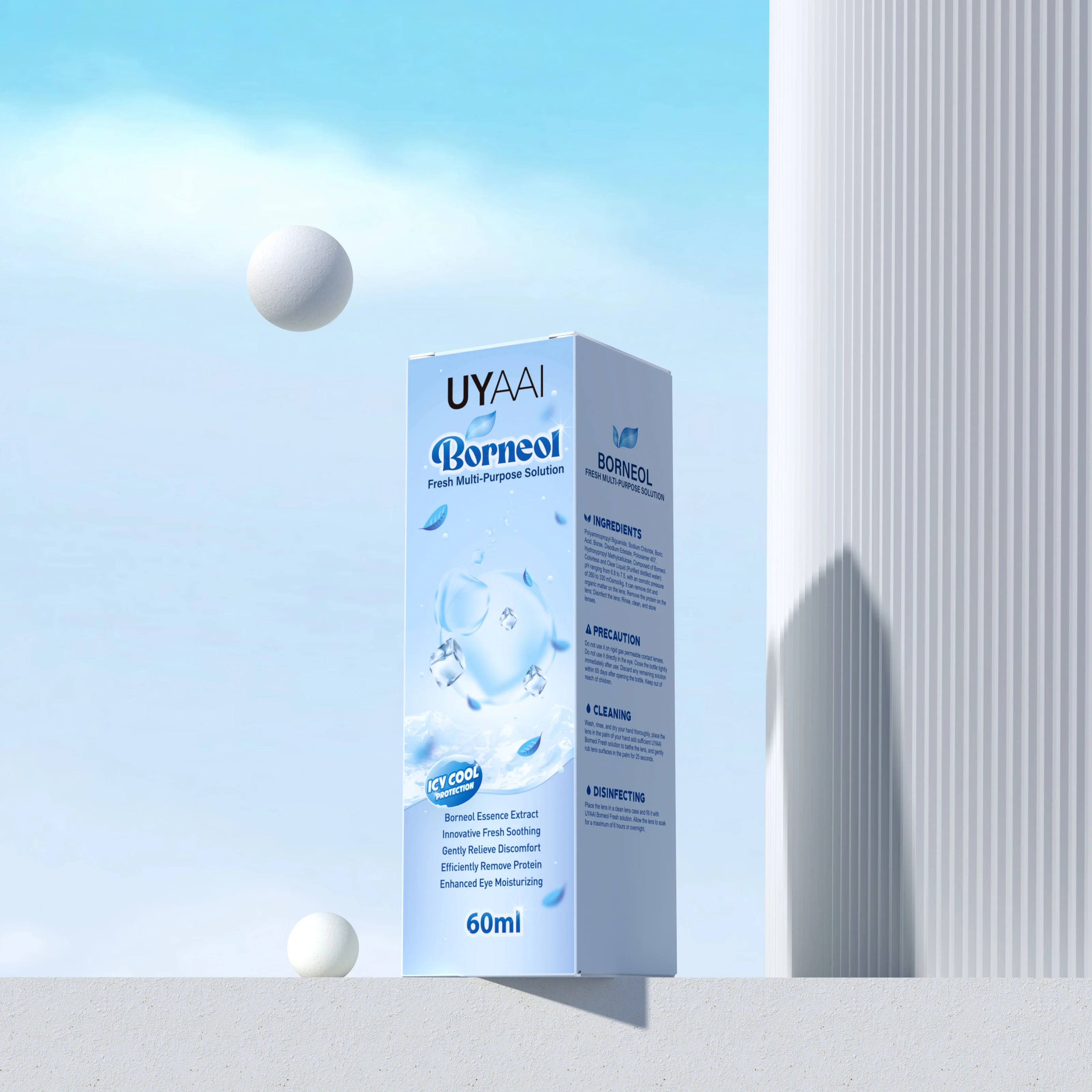 Фото Раствор для линз UYAAI ICE COOL 60 мл, раствор для ухода за глазами, очистка для учеников, уход за здоровьем, жидкость для линз с водой №2