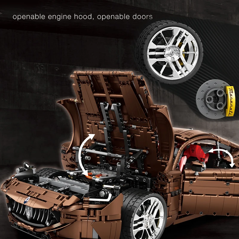 Фото 5480 шт. Технические спортивные автомобильные строительные блоки 1:8 MOC High Tech RC Коричневый спортивный автомобиль Модель Кирпичи Игрушки для взрослых Подарки на день рождения №2