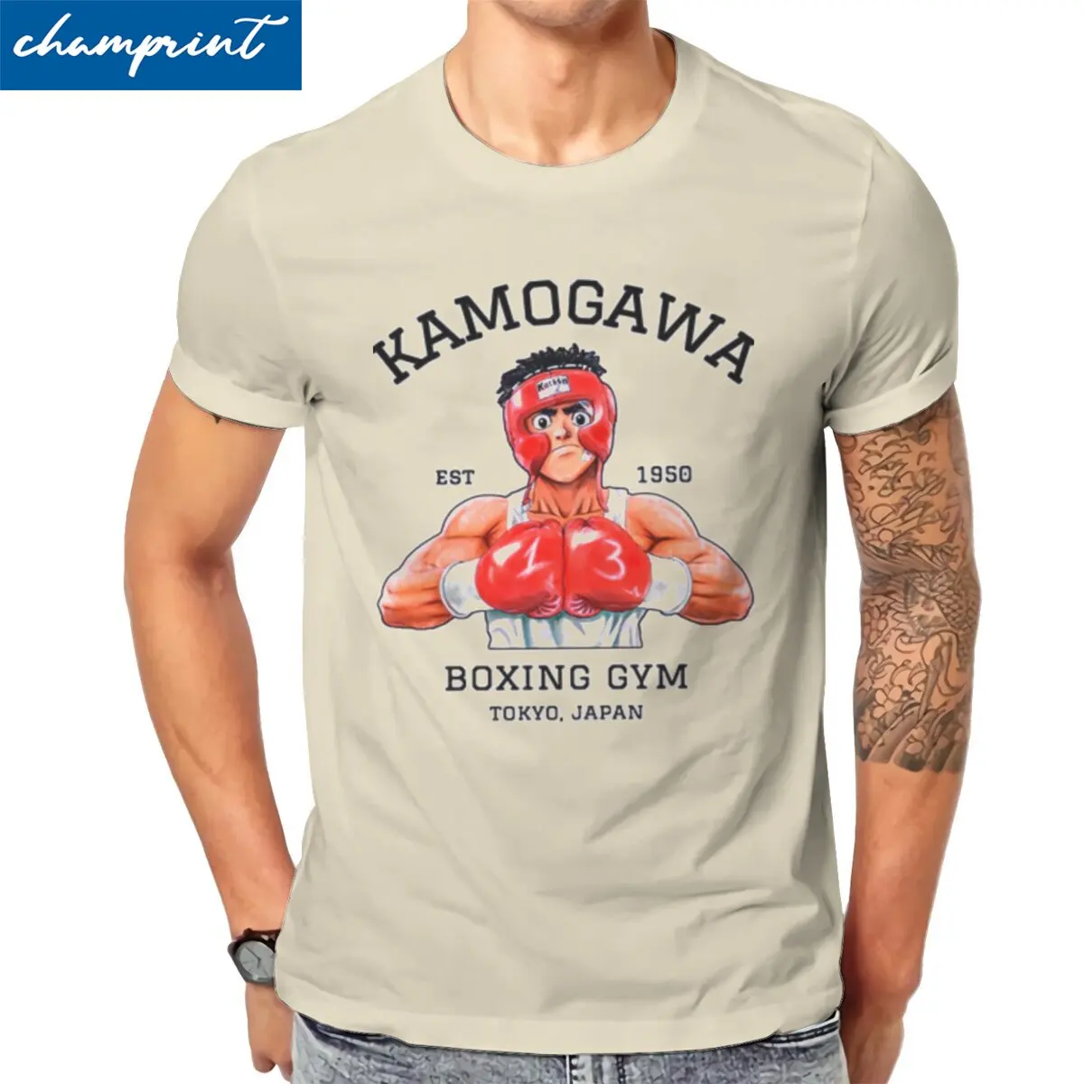 KBG Hajime No Ippo Kaus Футболка мужская 100% хлопок Винтажные Футболки с круглым вырезом Kamorgama боксерский зал футболка одежда с принтом