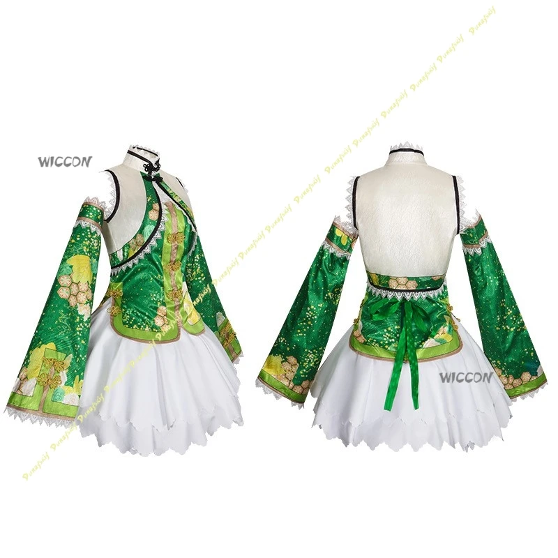 Фото Аниме Косплей Костюм LoveLive! Женский костюм для девочек Hanayo Koizumi, парик, зеленое платье, юбка, одежда, носки, жилет, повседневный, Рождество, Хэллоуин №4