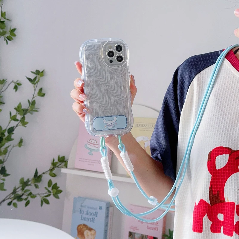 Фото Sanrio мультяшный кросс-боди ремень для телефона веревка для IPhone для Samsung Huawei Xiaomi Realme Kuromi Cinnamoroll Подвеска для телефона №5