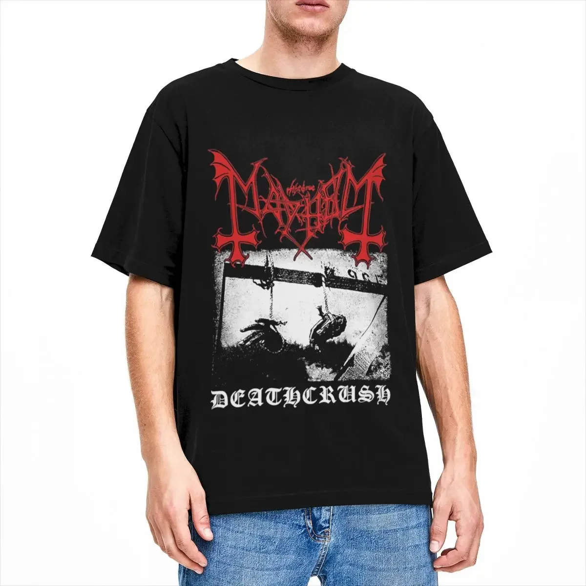 Фото Мужская и женская футболка Mayhem Deathcrush Euronymous Dead Varg, хлопковые футболки с короткими рукавами и круглым вырезом, футболка большого размера №4