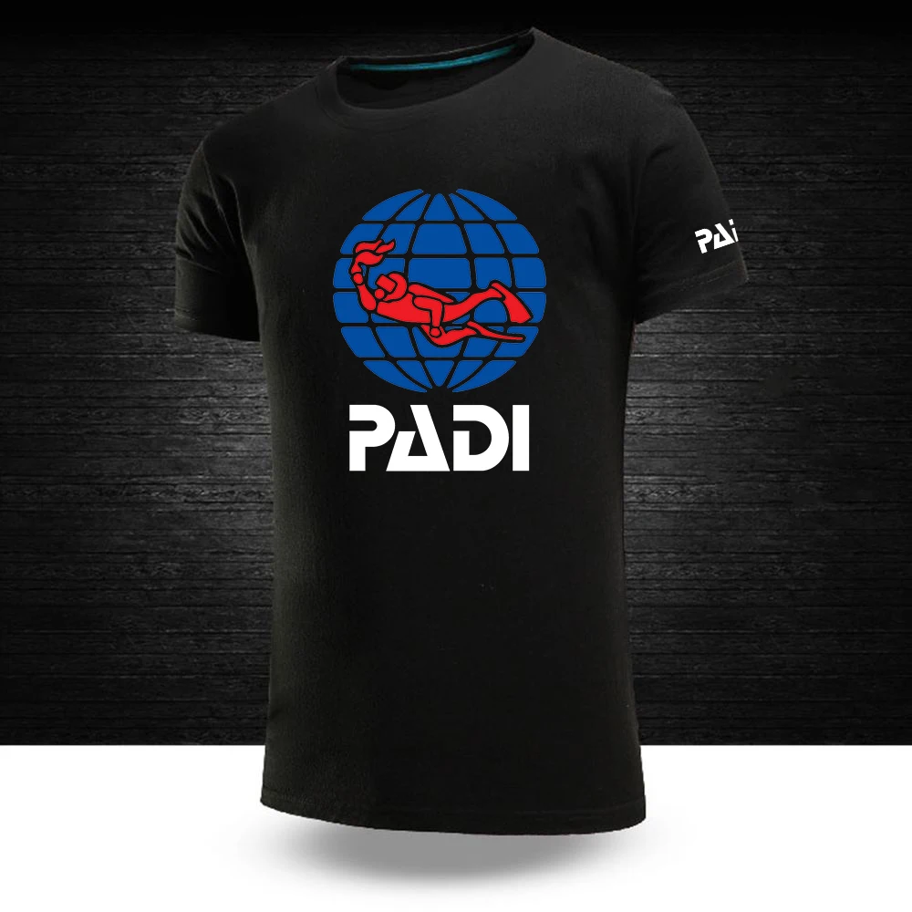 Новая летняя хлопковая модная однотонная футболка с логотипом Padi, мужская уличная дышащая обычная футболка с короткими рукавами.