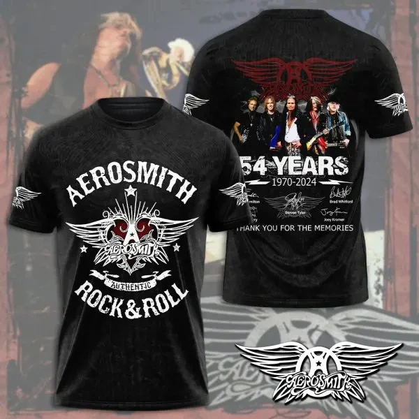 Футболка Heavy Metal New Rock Band Aerosmith 3D Print Футболка Мужчины Женщины Мода Повседневная футболка с коротким рукавом Детские топы в стиле хип-хоп Футболки