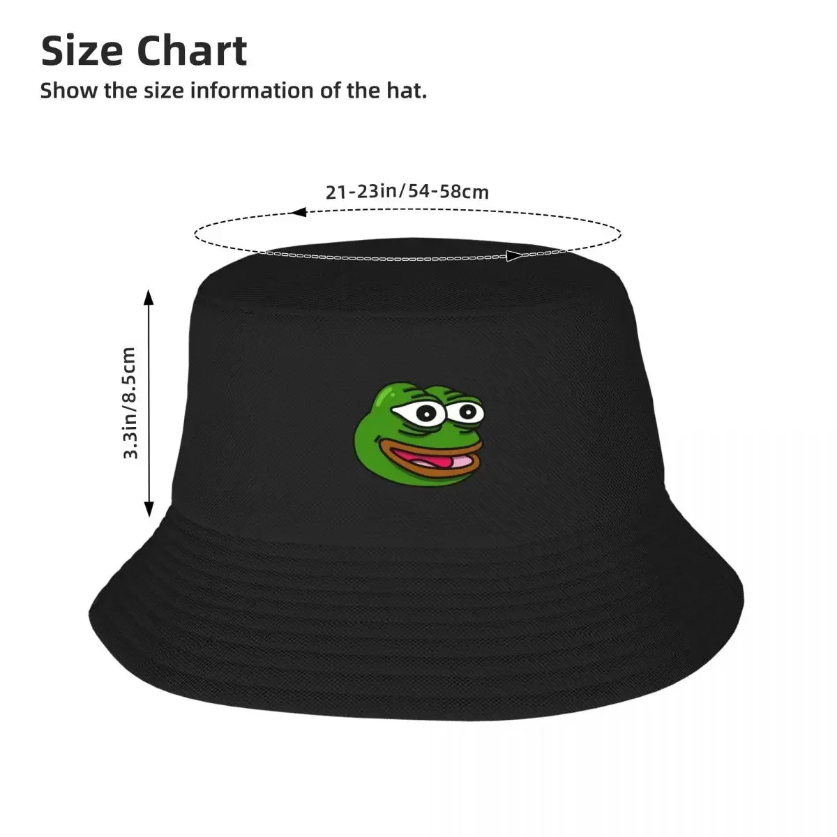Фото Pepe la grenouille visage heureux Meme seau chapeau crème solaire luxe casquette chapeau homme femme, chapeau seau №4