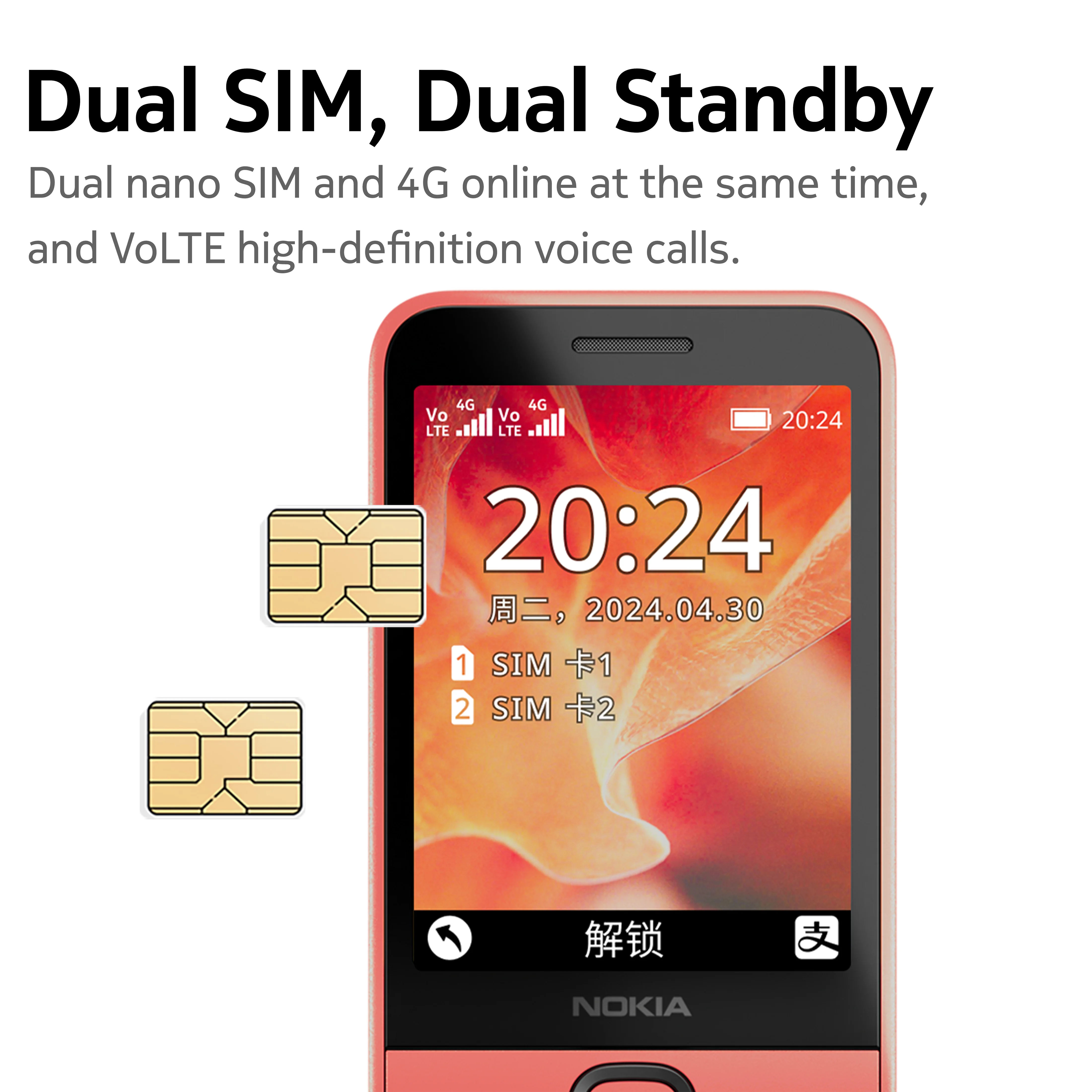Фото Мобильный Телефон Nokia 215 2024 Original 220 4G С Экраном 2,8 Дюйма, Bluetooth, FM-радио, Аккумулятором 1450 мАч, Портом Type-C №3