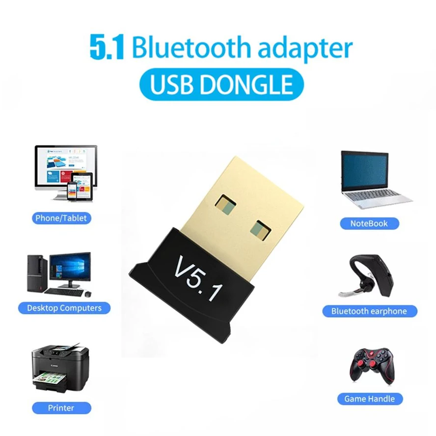 Фото USB Bluetooth 5,1 адаптер передатчик Bluetooth 5,3 приемник аудио Bluetooth ключ беспроводной USB адаптер для компьютера ПК ноутбука №2