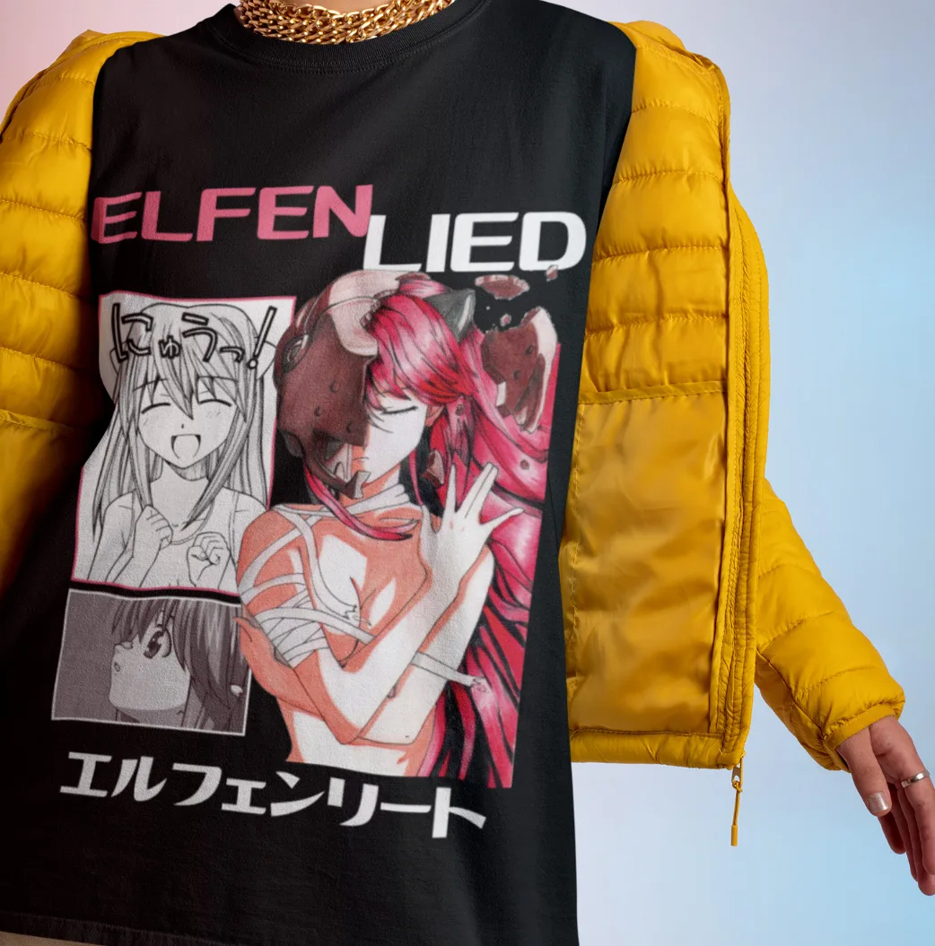 Elfen Lied рубашка, дневной страх, аниме, унисекс футболка Kaede, футболка Nyu
