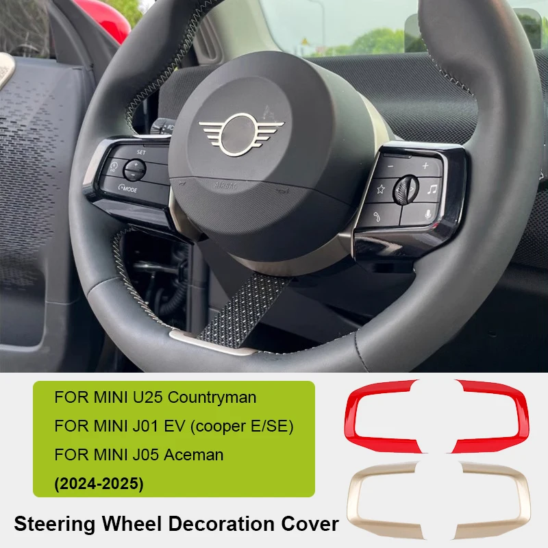 2 шт., наклейки на внутреннюю руль автомобиля из АБС-пластика для MINI Cooper E SE J01 EV J05 Aceman U25 Countryman, автомобильные аксессуары