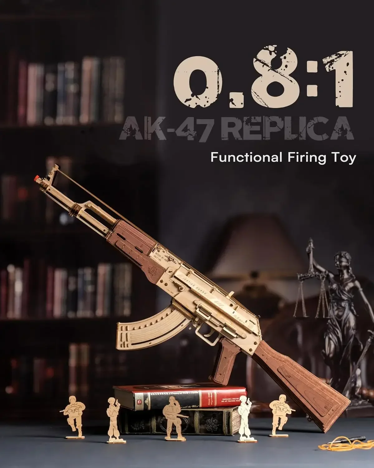 Robotime rokr 3D Пазл AK47 Модель Резиновая лента Пистолет Модель Строительные наборы DIY Поделки из дерева Крутые игрушки Подарки Хобби для мужчин Женщин