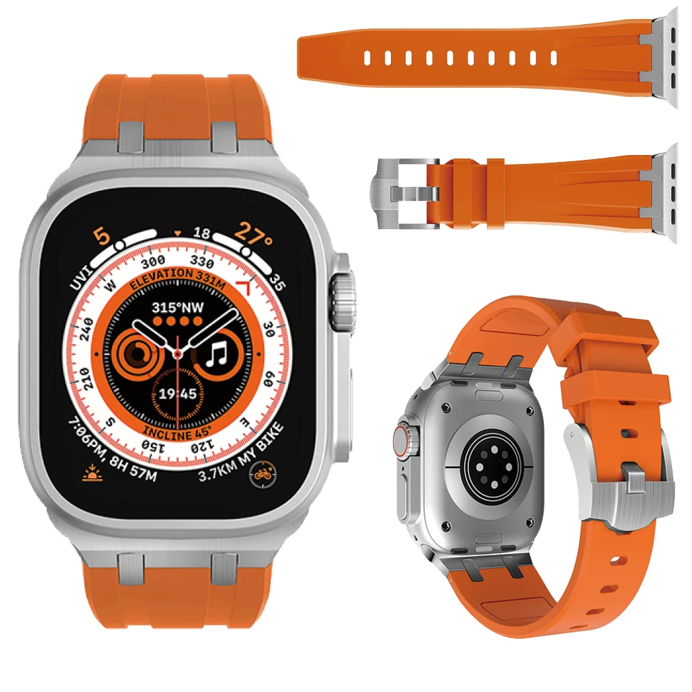 Ремешок для Apple Watch Ultra Series 8 7 6 SE54 Liquid 40 мм 41 мм, силиконовый браслет для iWatch, ремешок из нержавеющей стали с застежкой для AP